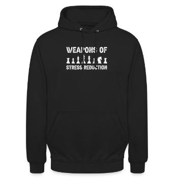 Lustige Schachwaffen von Schachspieler-Brettspielen - Unisex Hoodie - Schwarz - Vorne - Alina (178cm) & Michal (187cm)