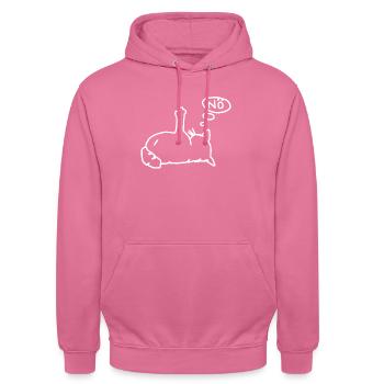faule Katze Spruch Mittelfinger Stinkefinger - Unisex Hoodie - Pink - Vorne - Alina (178cm) & Michal (187cm)