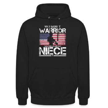 Stolze amerikanische Nichte - Unisex Hoodie - Schwarz - Vorne - Alina (178cm) & Michal (187cm)