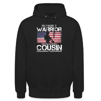Stolzer amerikanischer Cousin - Unisex Hoodie - Schwarz - Vorne - Alina (178cm) & Michal (187cm)
