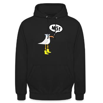 Nö Kein Bock Nordsee Ostsee schlechte Laune Möwe - Unisex Hoodie - Schwarz - Vorne - Alina (178cm) & Michal (187cm)