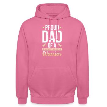 Proud father of a warrior with degenerative - Unisex Hoodie - pink - Front - Alina (178cm) & Michal (187cm)