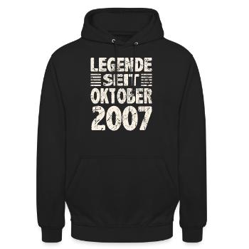 Oktober 2007 Legende seit 16 Jahren Mann Frau - Unisex Hoodie - Schwarz - Vorne - Alina (178cm) & Michal (187cm)