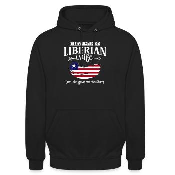 Liberia Flagge Liberianer - Unisex Hoodie - Schwarz - Vorne - Alina (178cm) & Michal (187cm)