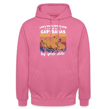 Capybara - Unisex Hoodie - pink - Front - Alina (178cm) & Michal (187cm)
