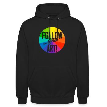 Follow your art - Unisex Hoodie - Schwarz - Vorne - Alina (178cm) & Michal (187cm)