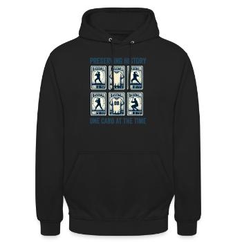 Baseball-Kartensammler Lustiges Sammeln Baseball - Unisex Hoodie - Schwarz - Vorne - Alina (178cm) & Michal (187cm)