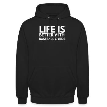 Baseball-Kartensammler Lustiges Sammeln Baseball - Unisex Hoodie - Schwarz - Vorne - Alina (178cm) & Michal (187cm)