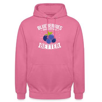 Heidelbeere Frucht Blaubeere - Unisex Hoodie - Pink - Vorne - Alina (178cm) & Michal (187cm)