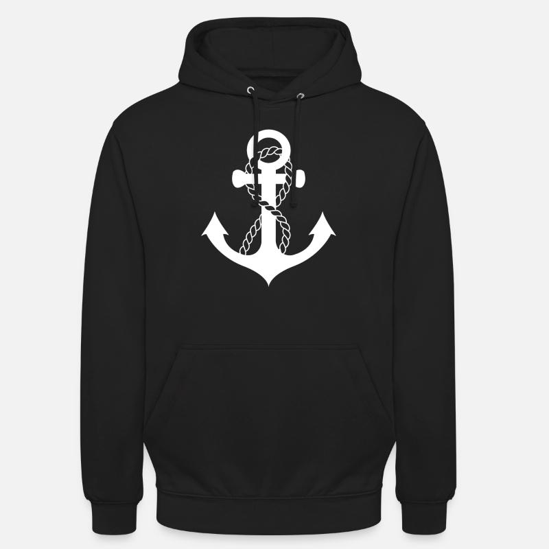 ancre blanche, maritime, nautique - Sweat-shirt à capuche unisexe - noir