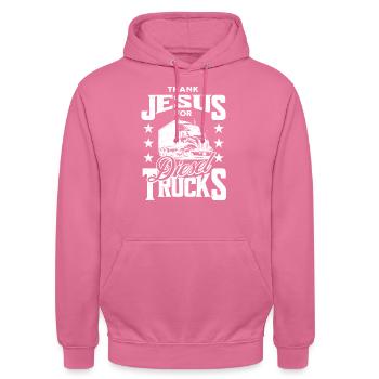 Funny Redneck Hillbilly Truck Driver - Unisex Hoodie - pink - Front - Alina (178cm) & Michal (187cm)