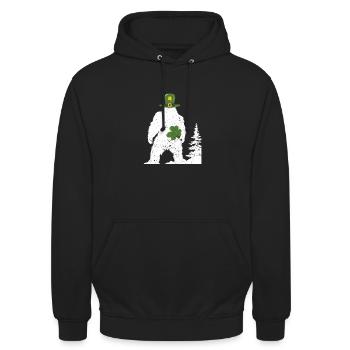 Irish Bigfoot Sasquatch Shamrock Funny - Unisex Hoodie - black - Front - Alina (178cm) & Michal (187cm)
