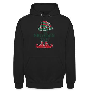 Der Brandon Elf Pyjama für lustige Weihnachten - Unisex Hoodie - Schwarz - Vorne - Alina (178cm) & Michal (187cm)