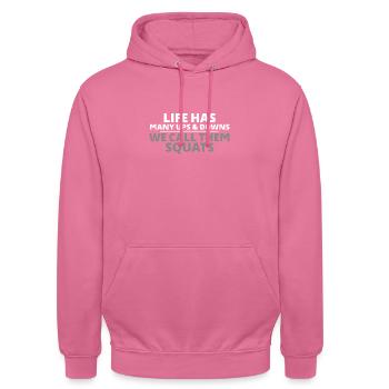 Gym Life Has Many Ups And Downs Quotes - Unisex Hoodie - pink - Front - Alina (178cm) & Michal (187cm)