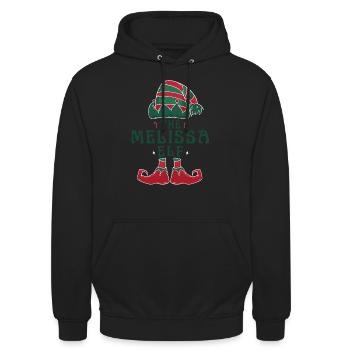 Der Melissa Elf Pyjama für lustige Weihnachten - Unisex Hoodie - Schwarz - Vorne - Alina (178cm) & Michal (187cm)