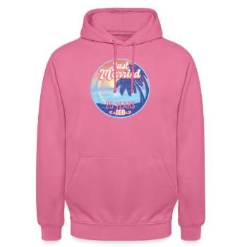 juste, marié, années, il y a, hommes, femmes, argent - Sweat-shirt à capuche unisexe - rose - Devant - Alina (178cm) & Michal (187cm)