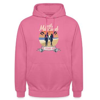 juste, marié, années, il y a, hommes, femmes, argent - Sweat-shirt à capuche unisexe - rose - Devant - Alina (178cm) & Michal (187cm)