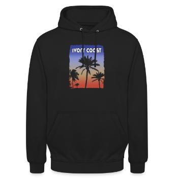 Côte d’Ivoire Afrique coucher de soleil vacances Souvenir Palm - Sweat-shirt à capuche unisexe - noir - Devant - Alina (178cm) & Michal (187cm)