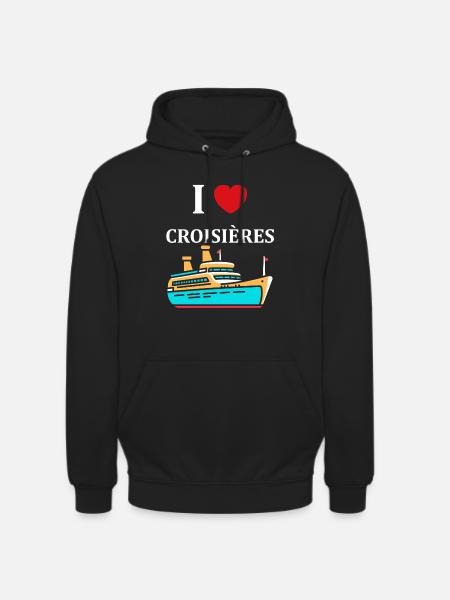 I love Croisières - Sweat-shirt à capuche unisexe - noir