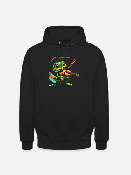 Grasshopper with violin - Unisex Hoodie - black
