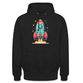 childishly designed rocket - Unisex Hoodie - black - Front - Alina (178cm) & Michal (187cm)