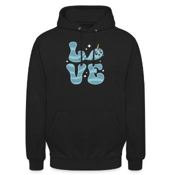 Narval Licorne Baleine - Sweat-shirt à capuche unisexe - noir - Devant - Alina (178cm) & Michal (187cm)