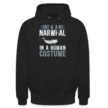 Narval Licorne Baleine - Sweat-shirt à capuche unisexe - noir - Devant - Alina (178cm) & Michal (187cm)