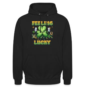 Se sentir chanceux le jour de la Saint-Patrick - Sweat-shirt à capuche unisexe - noir - Devant - Alina (178cm) & Michal (187cm)