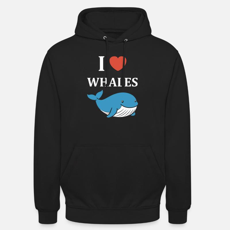 Baleines bleu Amour baleine - Sweat-shirt à capuche unisexe - noir