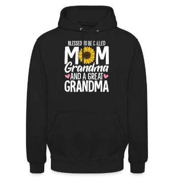 Chemise d’arrière-grand-mère pour la fête des mères de grand-mère - Sweat-shirt à capuche unisexe - noir - Devant - Alina (178cm) & Michal (187cm)