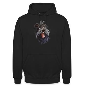 Skye Terrier | Illustration de dessin animé - Sweat-shirt à capuche unisexe - noir - Devant - Alina (178cm) & Michal (187cm)