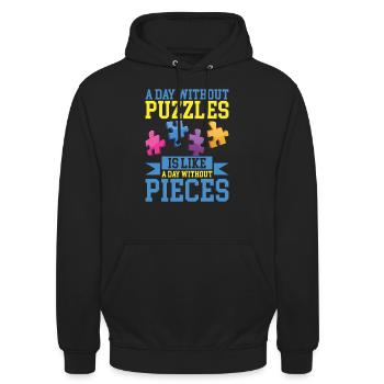 Puzzle Pièce Puzzle Amateur de Puzzle - Sweat-shirt à capuche unisexe - noir - Devant - Alina (178cm) & Michal (187cm)