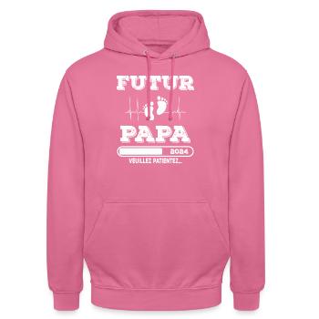 Man Soon to Dad Announcement, Dad Future Gift - Unisex Hoodie - pink - Front - Alina (178cm) & Michal (187cm)