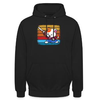 Japanese Samurai Cat Warrior Retro Ninja - Unisex Hoodie - black - Front - Alina (178cm) & Michal (187cm)