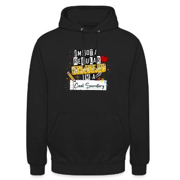 Je ne suis pas une secrétaire régulière, je suis une secrétaire cool F - Sweat-shirt à capuche unisexe - noir - Devant - Alina (178cm) & Michal (187cm)