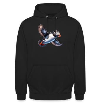Papageientaucher - Unisex Hoodie - Schwarz - Vorne - Alina (178cm) & Michal (187cm)