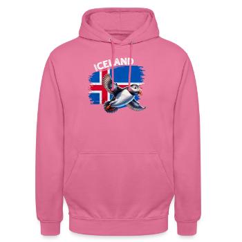 Dictons amusants de macareux - Sweat-shirt à capuche unisexe - rose - Devant - Alina (178cm) & Michal (187cm)