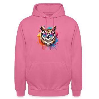 Lustige Eule Kleidung – Trendige Mode für - Unisex Hoodie - Pink - Vorne - Alina (178cm) & Michal (187cm)