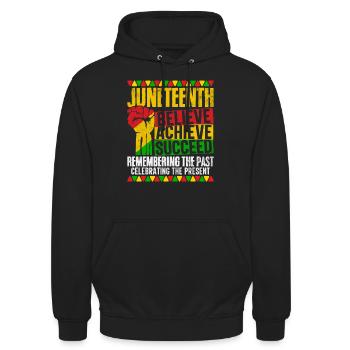 Juneteenth Croire Réussir Réussir BHM Noir - Sweat-shirt à capuche unisexe - noir - Devant - Alina (178cm) & Michal (187cm)