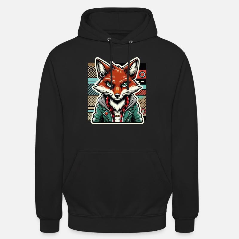 Retro Fox Hipster Design - Unisex Hoodie - black