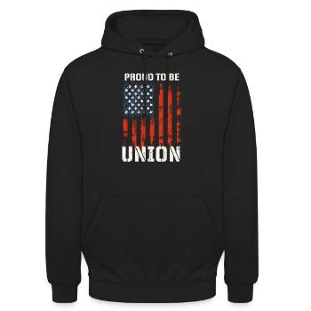 Stolz darauf, Gewerkschaftsarbeiter am Tag der Arbeit zu sein - Unisex Hoodie - Schwarz - Vorne - Alina (178cm) & Michal (187cm)