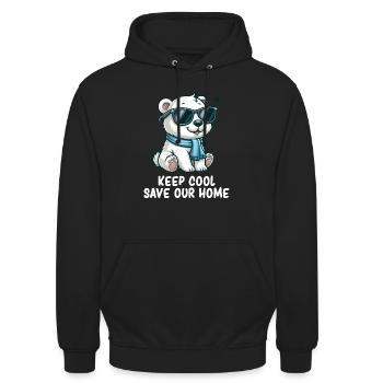 Changement climatique Réchauffement de la planète Jour de la Terre Ours polaire - Sweat-shirt à capuche unisexe - noir - Devant - Alina (178cm) & Michal (187cm)