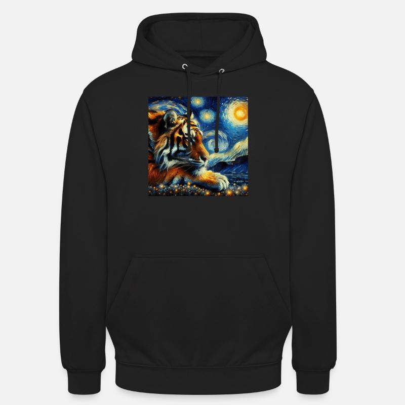 Tigre de Sumatra, Nuit étoilée - Sweat-shirt à capuche unisexe - noir