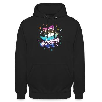 MOHAMMED - Beautiful boy name with cute raccoon - Unisex Hoodie - black - Front - Alina (178cm) & Michal (187cm)