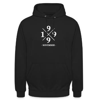 Minimal Geburtstag November 1999 - Simple - Unisex Hoodie - Schwarz - Vorne - Alina (178cm) & Michal (187cm)