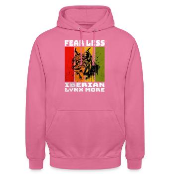Lynx ibérique Iberischer Luchs - Sweat-shirt à capuche unisexe - rose - Devant - Alina (178cm) & Michal (187cm)