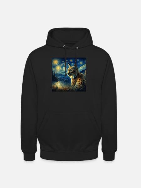 Iberian lynx Starry Night - Unisex Hoodie - black
