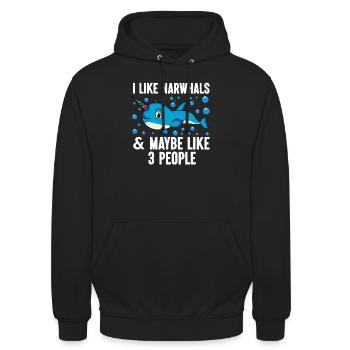 Narwhal Sea Süßer Narwhaler Liebhaber - Unisex Hoodie - Schwarz - Vorne - Alina (178cm) & Michal (187cm)