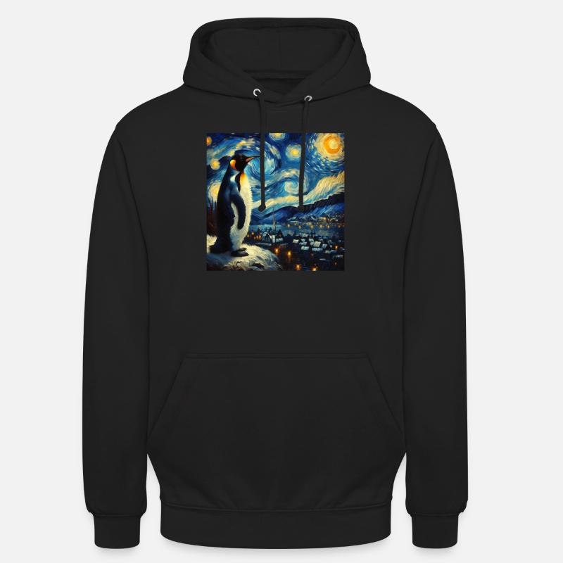 Pinguin Starry Night - Unisex Hoodie - Schwarz