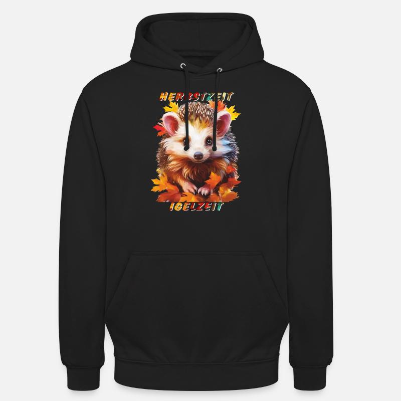 HÉRISSON HEURE D’AUTOMNE TEMPS HÉRISSON - Sweat-shirt à capuche unisexe - noir